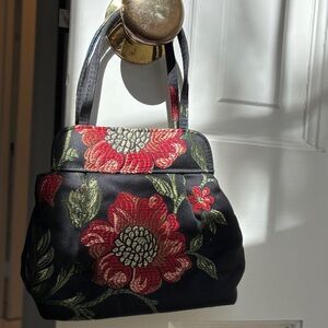 Isabella Fiore Black and Red Floral Mini Bag
